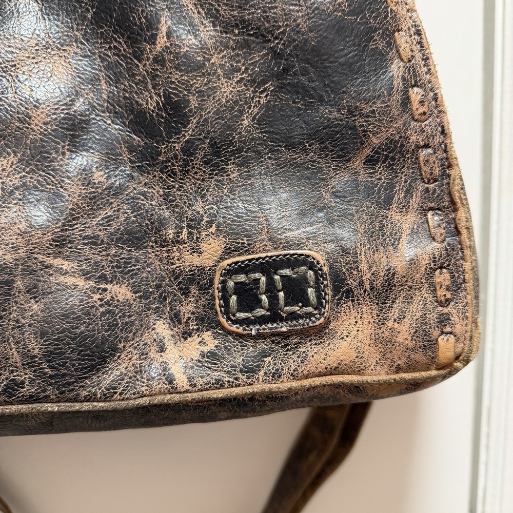 Bed Stu Handbag Black Lux Rustic Rockaway Leather Satchel Purse Tote Bag 18x12x6 - Picture 9 of 16